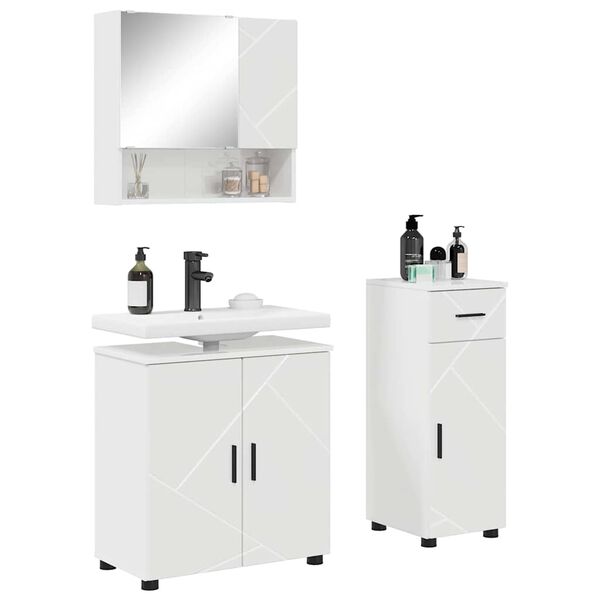 vidaXL Ensemble de mobilier de salle de bain 3 pcs Blanc brillant
