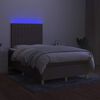 vidaXL Sommier &agrave; lattes de lit matelas et LED taupe 120x190 cm tissu