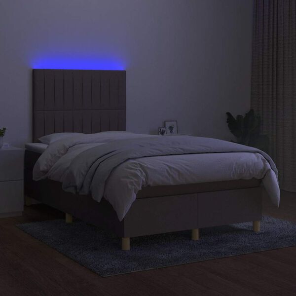 vidaXL Sommier &agrave; lattes de lit matelas et LED taupe 120x190 cm tissu
