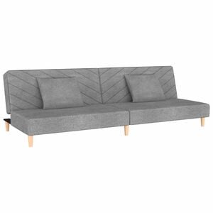 vidaXL Canap&eacute;-lit &agrave; 2 places avec deux oreillers gris clair tissu