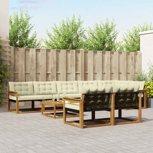 vidaXL Ensemble de canap&eacute;s d'ext&eacute;rieur 9 pcs Naturel et Cr&egrave;me
