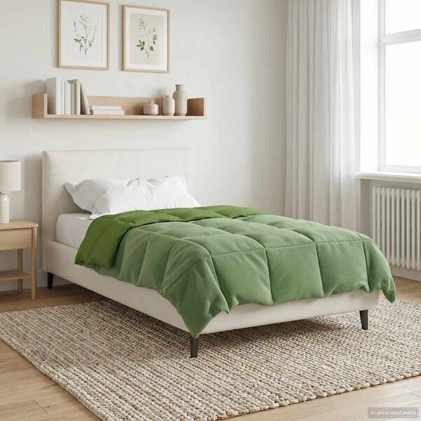 vidaXL Duvet d'hiver Matelass&eacute; Vert 135 x 200 cm Microfibre