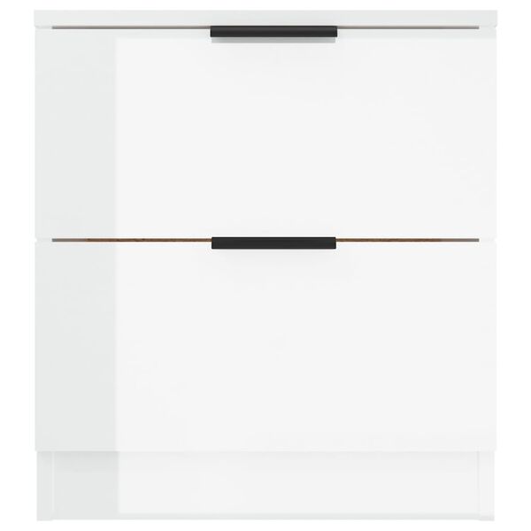 vidaXL Tables de chevet 2 pcs Blanc brillant Bois d'ing&eacute;nierie