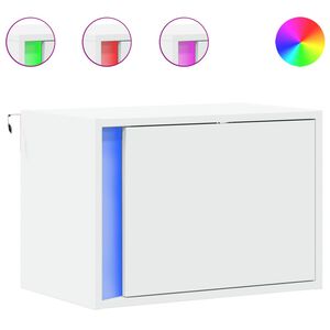 vidaXL Table de chevet murale avec lumi&egrave;res LED blanc