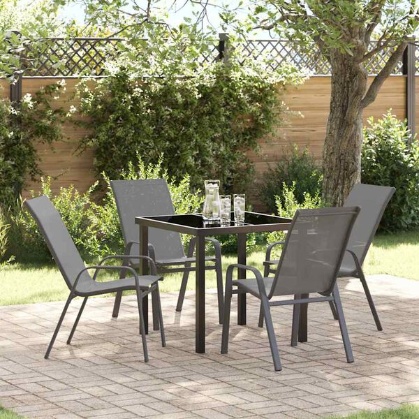 vidaXL Ensemble de salle &agrave; manger pour jardin 5 pcs Gris et Noir