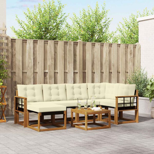 vidaXL Ensemble de canap&eacute;s d'ext&eacute;rieur 7 pcs Naturel et Cr&egrave;me
