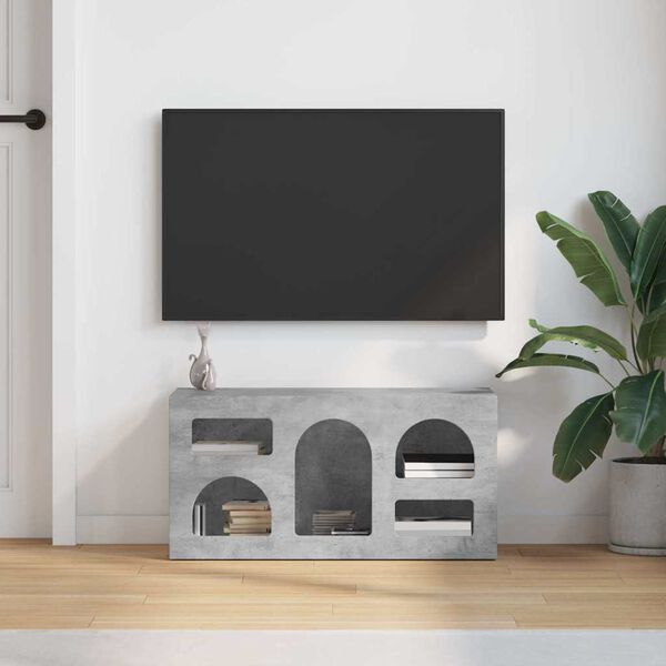 vidaXL Meuble TV Gris béton 80 x 35 x 40 cm Bois d'ingénierie