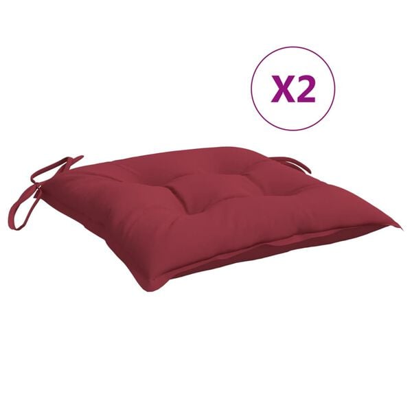 vidaXL Coussins de chaise lot de 2 rouge bordeaux 50x50x7 cm