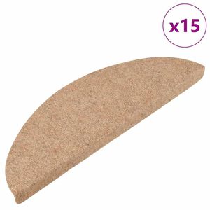 vidaXL Tapis d'escalier autocollants 15 pcs 56x17x3 cm Beige