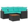 vidaXL Ensemble de canap&eacute; de jardin 5 pcs avec coussins noir r&eacute;sine tress&eacute;e