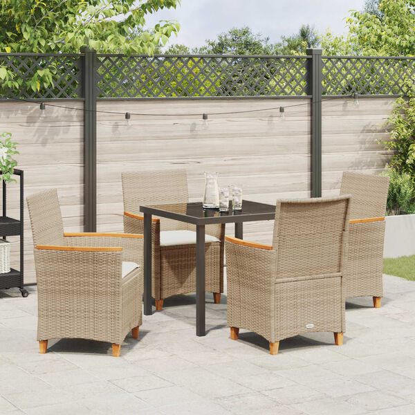 vidaXL Ensemble de salle à manger pour jardin 5 pcs Beige polyrotin