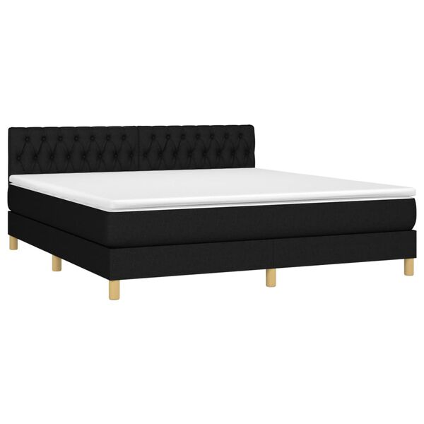 vidaXL Sommier &agrave; lattes de lit avec matelas Noir 180x200 cm Tissu