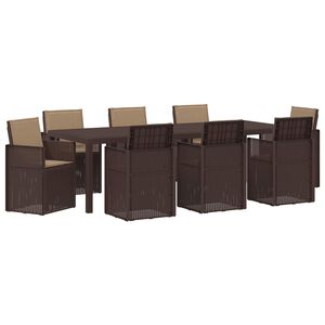 vidaXL Ensemble de salle &agrave; manger pour jardin 9 pc Marron et taupe PP