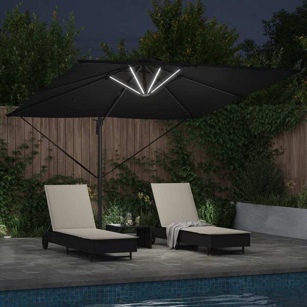 vidaXL Parasol Noir 286 x 285 x 270 cm Aluminium