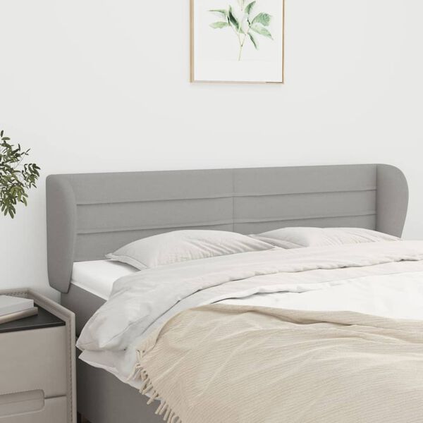 vidaXL T&ecirc;te de lit avec oreilles Gris clair 147x23x78/88 cm Tissu