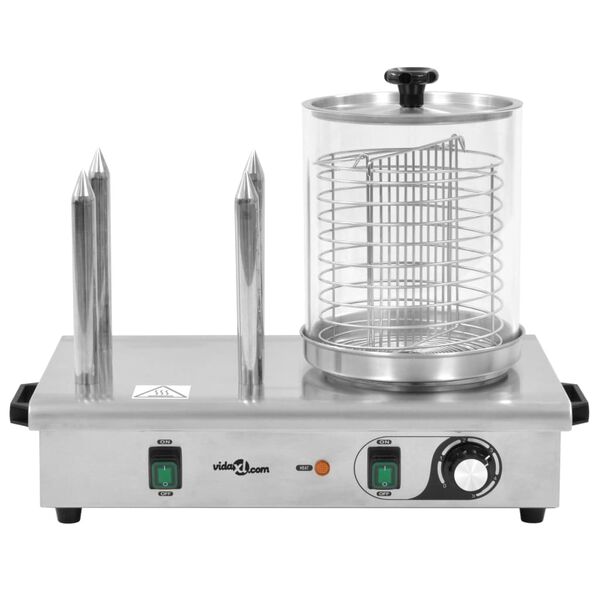 vidaXL Appareil &agrave; hot-dog avec 4 tiges Acier inoxydable 550 W