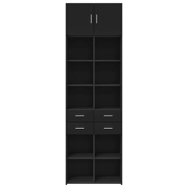 vidaXL Armoire de rangement noir 70x42,5x225 cm bois d'ing&eacute;nierie