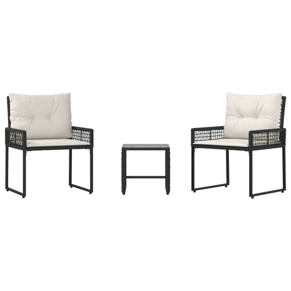 vidaXL Ensemble de meubles d'ext&eacute;rieur 3 pcs Noir et Blanc