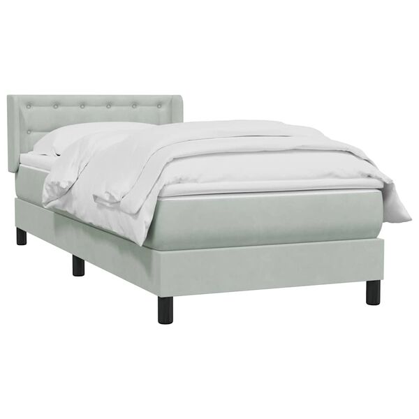 vidaXL Sommier &agrave; lattes de lit et matelas gris clair 80x220 cm velours