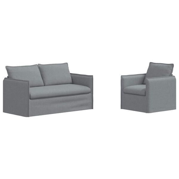 vidaXL Canap&eacute; 2 pcs Gris clair