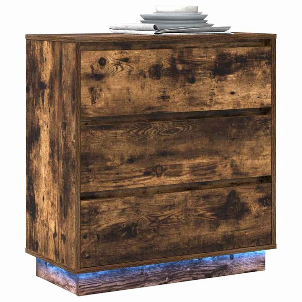vidaXL Cabinet de chevet avec tiroir Ch&ecirc;ne fum&eacute; 71 x 34,5 x 75 cm