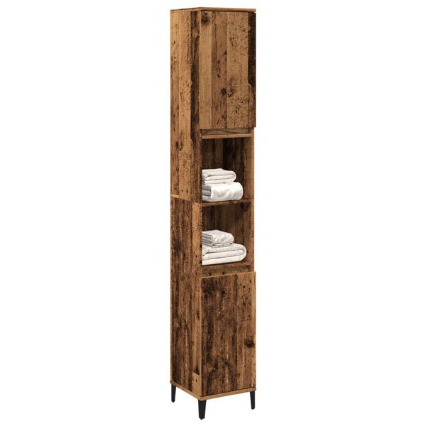 vidaXL Armoire de salle de bain vieux bois 30x30x190cm bois ingénierie