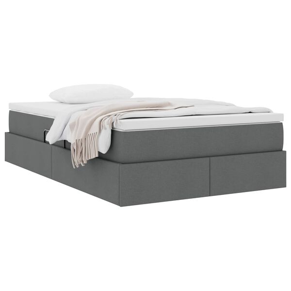 vidaXL Lit avec rangement et matelas Gris foncé 120 x 190 cm Polyester