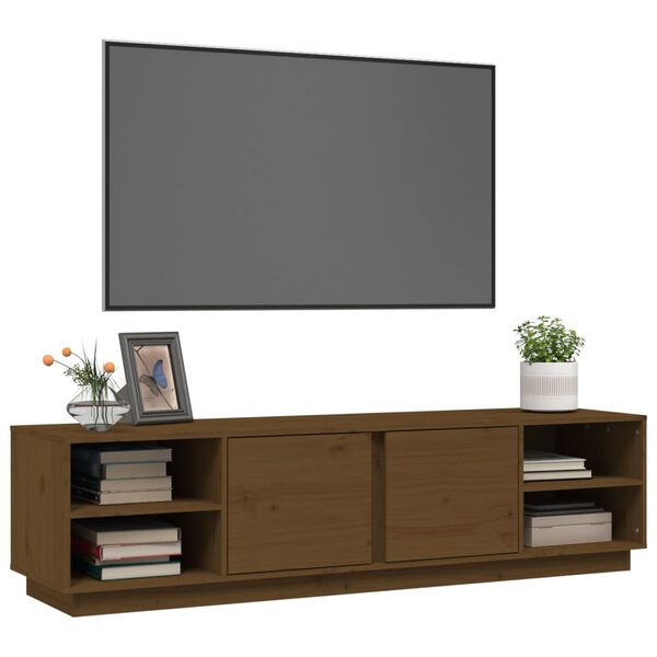 vidaXL Meuble TV Marron miel 156x40x40 cm Bois de pin massif
