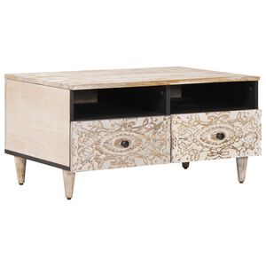 vidaXL Table basse Blanc 80 x 54 x 40 cm Bois de mangue massif