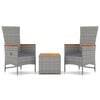 vidaXL Ensemble de salon de jardin 3 pcs gris poly rotin et acacia
