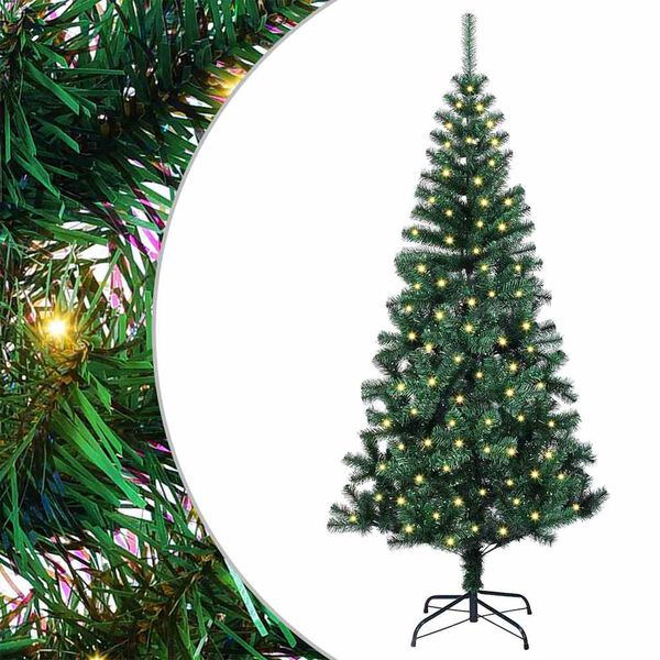 vidaXL Sapin de No&euml;l artificiel pr&eacute;-&eacute;clair&eacute; Vert 120 cm PVC et m&eacute;tal