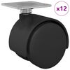vidaXL Roue pivotante 12 pcs Noir 39,5 x 39,5 x 37,8 mm Fer et PP