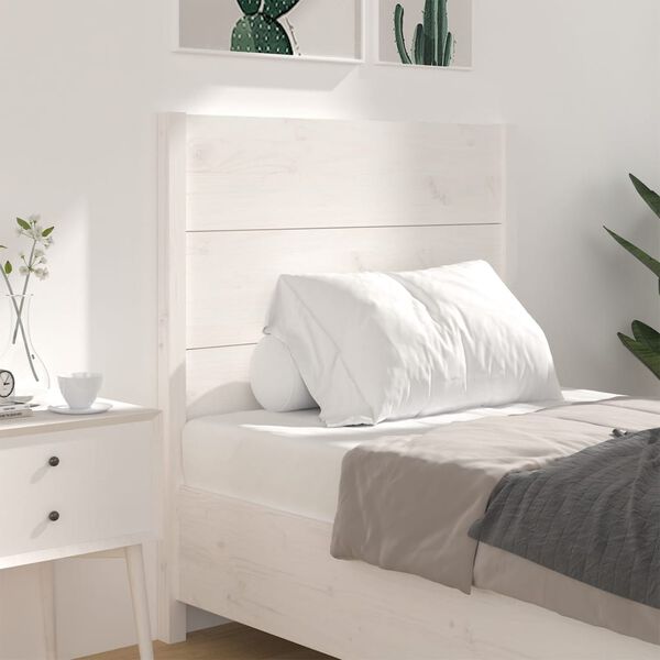 vidaXL T&ecirc;te de lit Blanc 106x4x100 cm Bois massif de pin