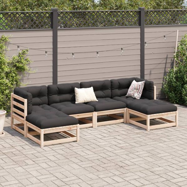 vidaXL Salon de jardin 6 pcs avec coussins bois de pin massif
