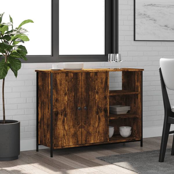 vidaXL Buffet ch&ecirc;ne fum&eacute; 100x33x75 cm bois d'ing&eacute;nierie