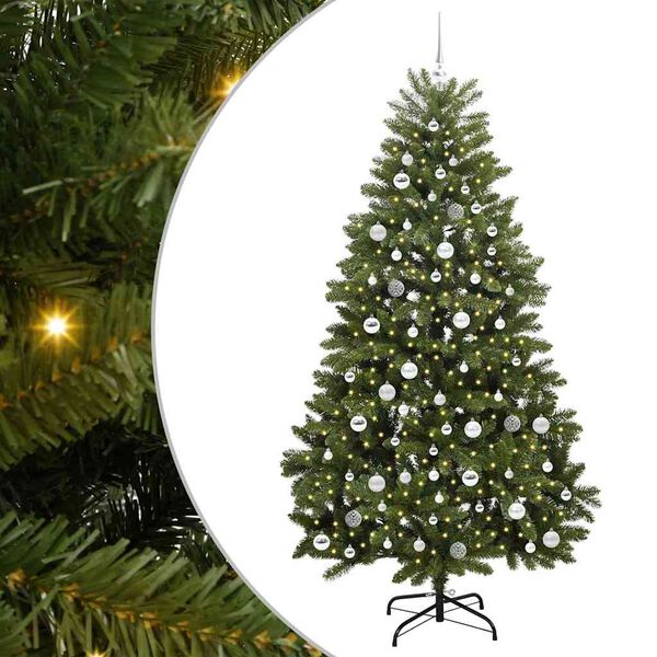 vidaXL Sapin de No&euml;l artificiel avec 300 LED Vert 210 cm PVC et m&eacute;tal