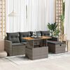 vidaXL Salon de jardin avec coussins 6 pcs gris r&eacute;sine tress&eacute;e acacia