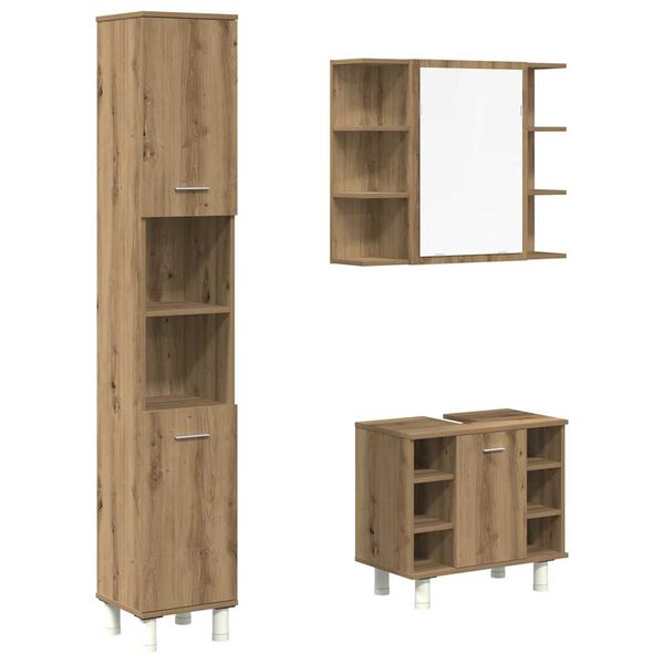 vidaXL Ensemble de meubles salle de bain 3 pcs bois d'ing&eacute;nierie