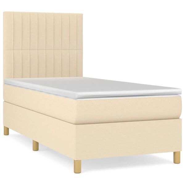 vidaXL Sommier &agrave; lattes de lit avec matelas Cr&egrave;me 80x200 cm Tissu