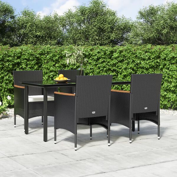 vidaXL Ensemble à manger de jardin avec coussins 5 pcs Noir