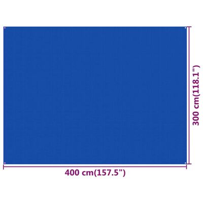 vidaXL Tapis de tente 300x400 cm Bleu PEHD