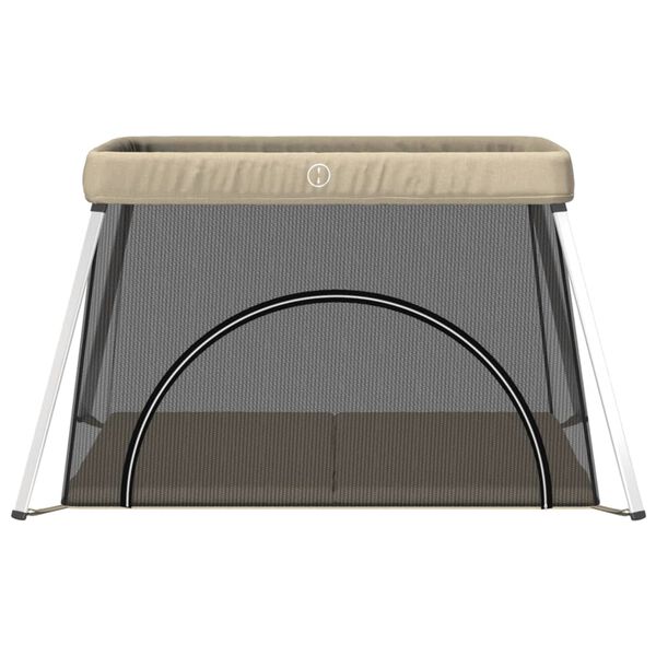vidaXL Parc pour b&eacute;b&eacute; avec matelas Taupe Tissu de lin