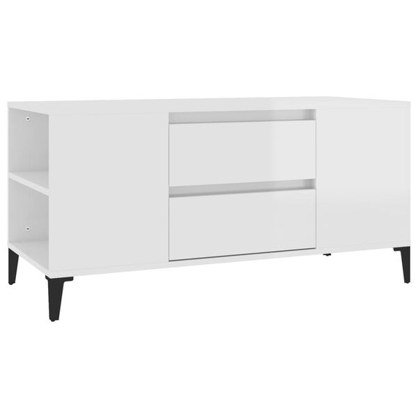 vidaXL Meuble TV Blanc brillant 102x44,5x50 cm Bois d'ingénierie