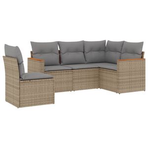 vidaXL Salon de jardin avec coussins 5 pcs beige r&eacute;sine tress&eacute;e
