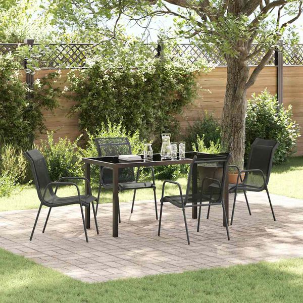 vidaXL Ensemble de salle &agrave; manger pour jardin 5 pcs Noir