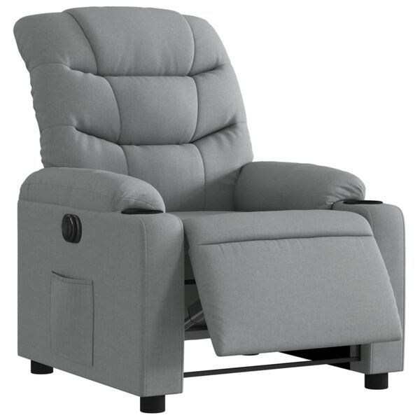 vidaXL Fauteuil inclinable &eacute;lectrique Gris clair Tissu