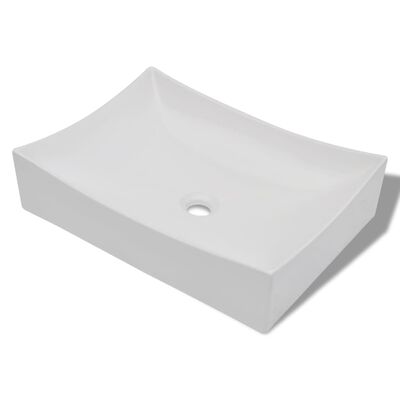 vidaXL Lavabo de salle de bain en céramique Blanc brillant