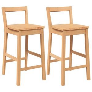 vidaXL Tabourets de bar (lot de 2) en bois massif naturel et caoutchouc