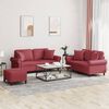 vidaXL Ensemble de canap&eacute;s 3 pcs et coussins rouge bordeaux similicuir