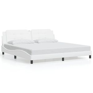vidaXL Cadre de lit sans matelas Zadar blanc 200x200 cm similicuir